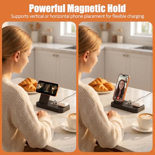 4 in 1 Charging Stand for Oura Ring Gen 4 & Gen 5 Charger (Oura Ring Charger NOT Included), Fast Magnetic Charger for iPhone, Apple Watch, AirPods, Charging for Samsung Galaxy