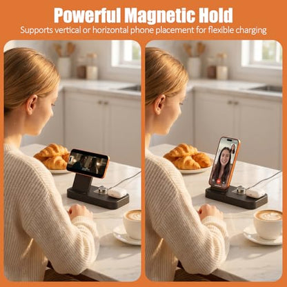 4 in 1 Charging Stand for Oura Ring Gen 4 & Gen 5 Charger (Oura Ring Charger NOT Included), Fast Magnetic Charger for iPhone, Apple Watch, AirPods, Charging for Samsung Galaxy
