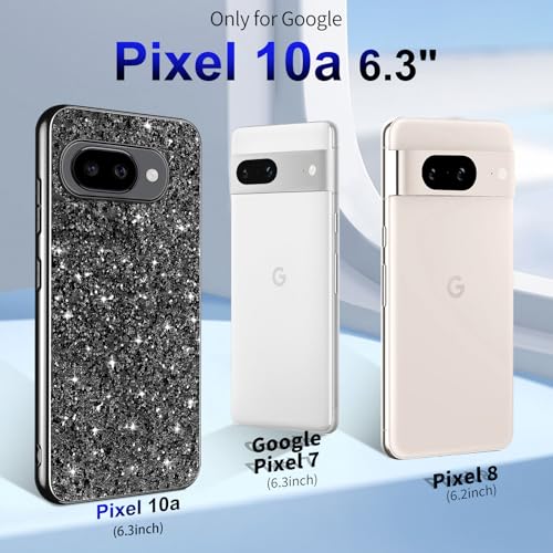 Glitter Case for Google Pixel 10A Phone Case for Women Girls, Slim Ultra Thin Matte Back Shockproof Protective Cover for Google Pixel 10A 5G Crystal Bling Case (Black) - color: Black