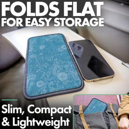 Flight Flap Airplane Phone Holder - Foldable Phone Stand for Plane Travel - color: Topography, size: Large