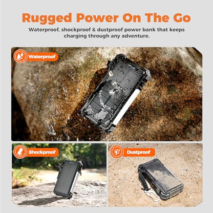 BLAVOR Solar Power Bank 20000mAh, Wireless Charger for Phones & Apple Watch - color: Dull black