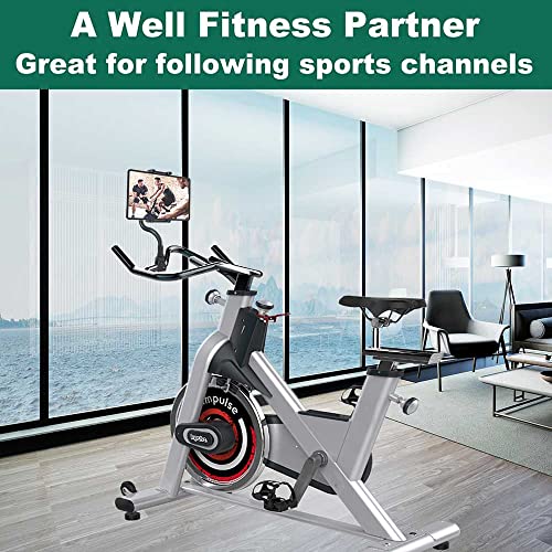 Tablet Holder Spin Bike Mount for 4-13" iPad Phone, 360° Gooseneck Stand for Treadmill Stationary Exercise Bicycle, Indoor Cycling Clamp for iPad Pro Air Mini, Galaxy Z Fold, Fire HD, iPhone