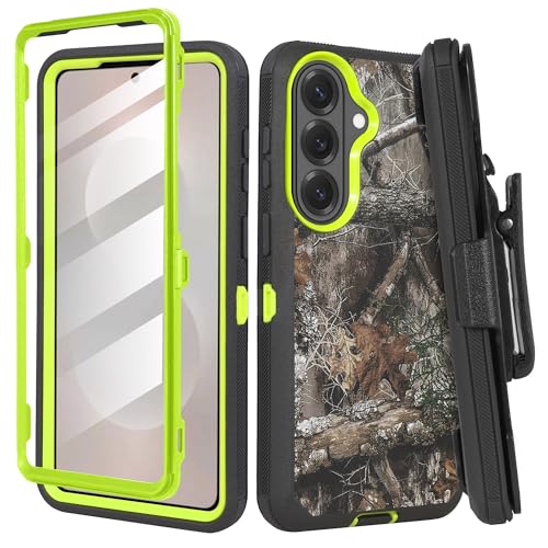Compatible for Samsung S26 Rugged Case with Belt Clip Holster & Built-in Screen Protector, Heavy-Duty Full-Body Shockproof Cover, Military-Grade Protective Phone Case (Camo Green) - color: Camo Green