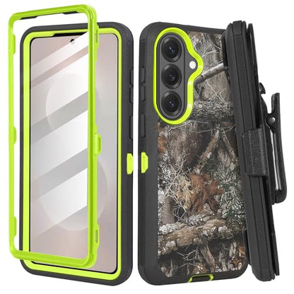Compatible for Samsung S26 Rugged Case with Belt Clip Holster & Built-in Screen Protector, Heavy-Duty Full-Body Shockproof Cover, Military-Grade Protective Phone Case (Camo Green) - color: Camo Green