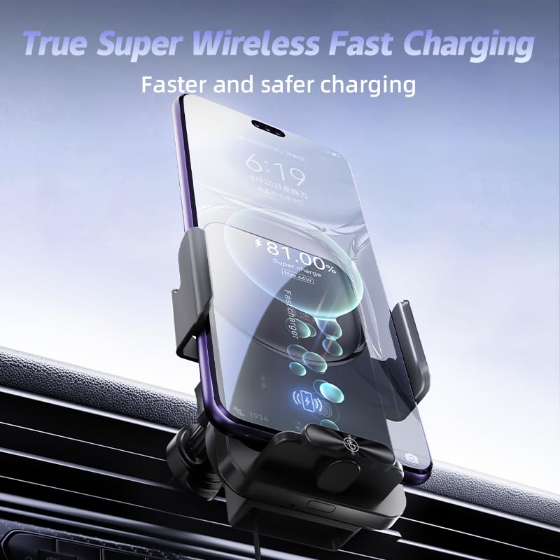 Magnetic Phone Holder Wireless Car Charger Phone Mount, Black