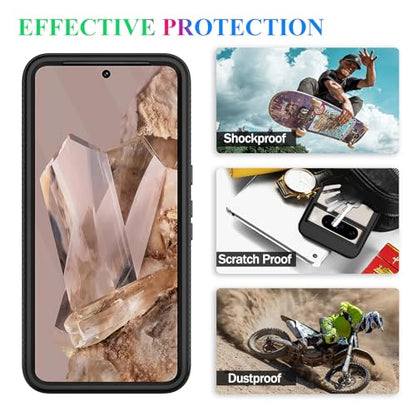 Compatible with Google Pixel 8 Pro Case, Built in Screen Protector Full Body Shockproof Slim Fit Bumper Protective Phone Cover Men Women-Black/Clear - size: Google Pixel 8 Pro