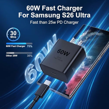 60W USB C Fast Charging Block Type C Wall Plug Charging Brick - size: 10FT-2Pack