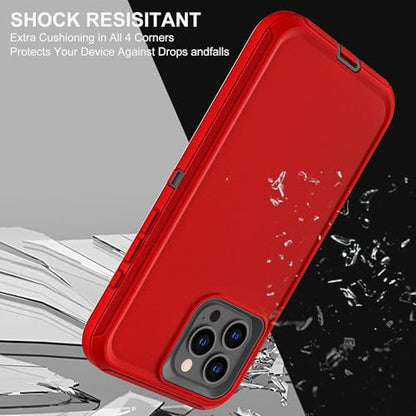 YKHJKLEC for iPhone 15 Pro Case, Military Grade 3 in 1 Heavy Duty Shockproof/Drop Proof/Dust Proof Case with 2Pcs Tempered Glass Screen Protector (Red/Black) - color: Red/Black