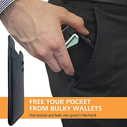 Phone Card Holder, Leather Phone Wallet Stick On Card Holder Back of Phone | Credit Card Holder for Phone Case Compatible with Most of Cell Phone (iPhone, Samsung) - 2Pack Black - color: Black