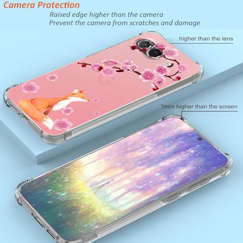 for Google Pixel 9a Case 2025: (Lucky Fox) | Clear Cute Flowers Floral Design, for Girls Women, Slim Soft TPU Bumper, Shockproof Silicone Cherry Blossoms Cell Phone Cover - color: Lucky Fox