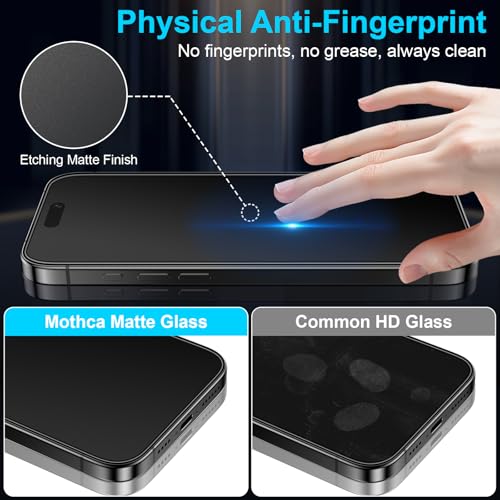 Mothca 2 Pack Matte Glass Screen Protector for iPhone 15 Pro Max 6.7-inch [Auto Fit Box Dust-Free] Edge to Edge Full Coverage Anti-Glare & Anti-Fingerprint Tempered Glass, Bubble Free, Smooth as Silk - size: iPhone 15 Pro Max-6.7 Inch