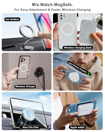 KALAPOP for Magsafe Magnet Sticker 2 Pack-Compatibile with MagSafe Accessories/Charger/Mount/Wallet/Case/Kindle for New iPhone 17/Air/16/15/14/13/12,Pixel 9,Samsung Galaxy Z Fold/Z Flip/S - color: White-2pcs Magnetic Ring