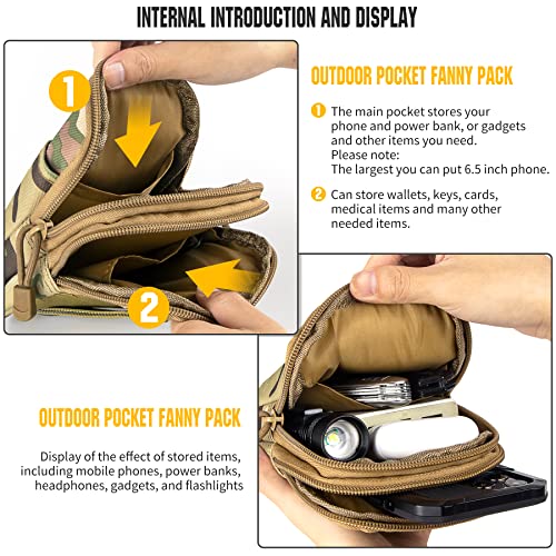 Tactical Molle Phone Pouch Nylon Multi-Purpose EDC Pouch Utility Waist Bag Tool Holster with Shoulder Strap for 4.7"-6.7" Smartphone - color: Camo