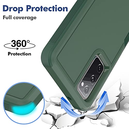 for Galaxy S20 FE 5G Case,[Military Grade Drop Tested] with HD Screen Protector,Dual Layer Protective Heavy Duty Cell Phone Cover Non-Slip Shockproof Case for Samsung Galaxy S20 FE (Dark Green) - color: Dark Green