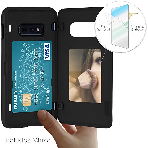 GOOSPERY Magnetic Door Bumper Compatible with Galaxy S10e, Card Holder Wallet Case Easy Magnet Auto Closing Protective Dual Layer Sturdy Phone Back Cover - Black - color: Black, size: Galaxy S10E