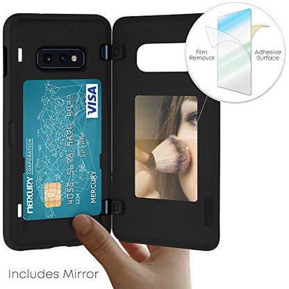 GOOSPERY Magnetic Door Bumper Compatible with Galaxy S10e, Card Holder Wallet Case Easy Magnet Auto Closing Protective Dual Layer Sturdy Phone Back Cover - Black - color: Black, size: Galaxy S10E