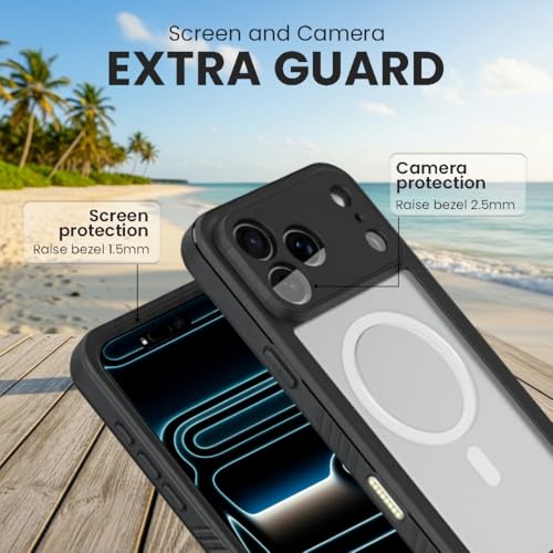 MOTIVE Waterproof Case with Belt Clip iPhone 17 Pro, Magnetic | 6.3" | Built-in screen protector, 360° protection, compatible with MagSafe, 360° belt holster - size: iPhone 17 Pro