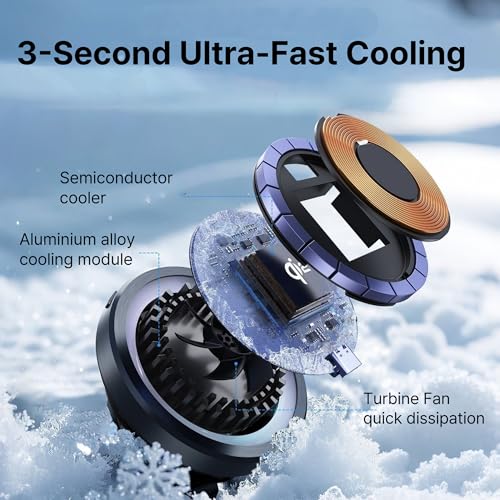 Qi2 15W Magnetic Vent Mount Car Charger, Powerful Peltier Cooling - color: Harp Seal