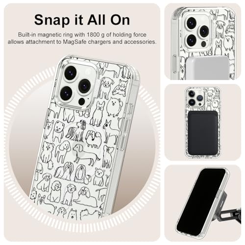 MOSNOVO Case for iPhone 13 Pro, [Compatible with Magsafe] [Buffertech 6.6ft Military-Grade Drop Protection] [Anti Peel Off Tech] Clear Phone Case Design - Doodle Dog - color: Doodle Dog, size: iPhone 13 Pro