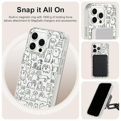MOSNOVO Case for iPhone 13 Pro, [Compatible with Magsafe] [Buffertech 6.6ft Military-Grade Drop Protection] [Anti Peel Off Tech] Clear Phone Case Design - Doodle Dog - color: Doodle Dog, size: iPhone 13 Pro
