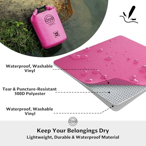STOVER 5/10/25/30/40L Waterproof Dry Bag, Small Lightweight Roll Top Dry Bag Backpack w/Waterproof Phone Case, Kayaking, Travel, Hiking, Fishing, Tubing, Camping, the Beach, Men/Women (Pink) - color: 5/10l Pink, size: 5L