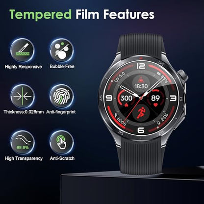 for Oneplus Watch 3 Screen Protector, 9H Hardness Anti-Scratch Tempered Glass flim, Case Friendly, Anti-Fingerprint,Anti-Scratch 3 PACK - size: Oneplus Watch 3