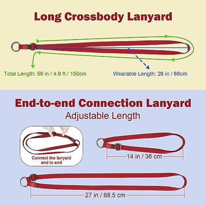 Dual-use Adjustable Lanyard End-to-end Connection Lanyard Anti-lost Neck Strap Holder for Keys Wallet Camera - color: Red Lanyard, size: Long Crossbody Lanyard - Cotton