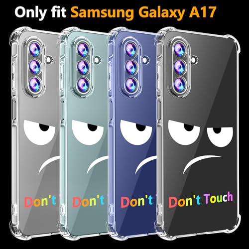 Phone Case for Samsung Galaxy A17 5G Case, Samsung A17 5G Case with Tempered Glass Screen Protector, Soft Flexible TPU Slim Fit Shockproof Phone Cover for Women Men Girl Boy (Clear-Don’t Touch) - color: Clear-Touch
