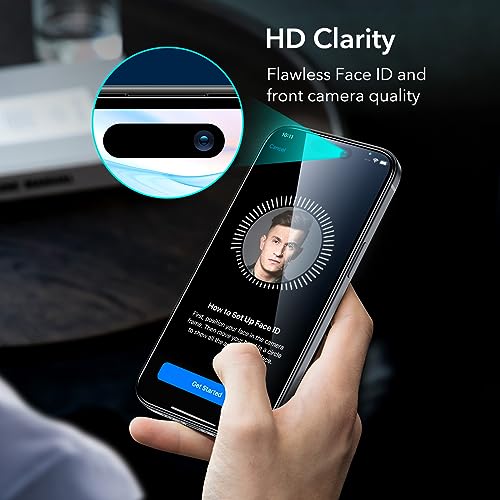 ESR 3+1 Pack for iPhone 15 Plus Screen Protector, [9H Hardness] [Military Grade Shatterproof] Full Coverage Ultra-tough Tempered Glass Film with Easy Installation Frame, 1 Set of Camera Lens Protector