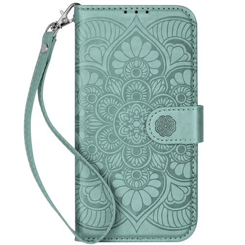 Wallet Case for iPhone 12 and iPhone 12 Pro,[RFID Blocking] 3 Card Holder Stand with Credit Card Slot PU Leather Magnetic Protective Flip Cover for iPhone 12/12 Pro(Green) - color: Green