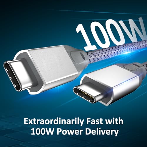 USB C to USB C Cable 100W 3.3FT 2Pack, 4K Video USB C 3.2 Gen 2 Data Cable - color: Silver, size: 3.3FT(2PACK)