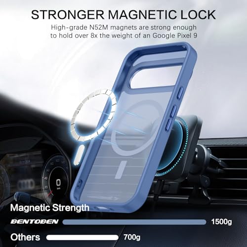 BENTOBEN for Google Pixel 9 Case [Compatible with Magsafe] Translucent Matte Magnetic Pixel 9 Case Slim Thin Shockproof Women Men Girls Boys Protective Phone Cases for Google Pixel 9 6.3" 2024, Blue - color: Blue