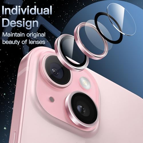 JETech Camera Lens Protector for iPhone 15/15 Plus, Pink, 1 Set - color: Pink