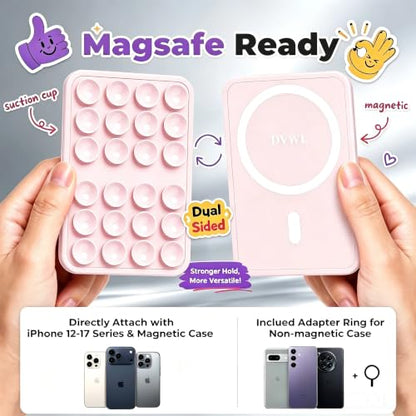 (2 Pack) Magnetic Suction Sticky Phone Grip for Magsafe, Pink & Black - color: Light Pink & Black