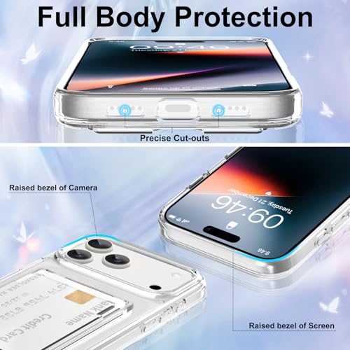 Gukalong Clear Wallet Case for iPhone 17 Pro Max with Credit Card Holder | Hard PC Heavy Duty Shockproof Protection Anti-Scratch Phone Cover Card Slot Anti-Yellowing Case for Women Men - size: for iPhone 17 Pro Max