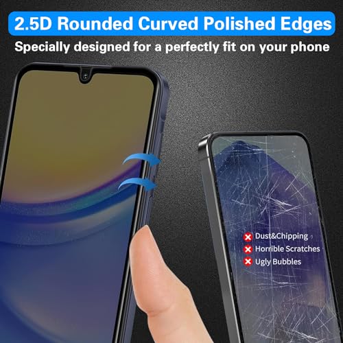[2+2 Pack for Samsung Galaxy A16 / A17 5G Privacy Screen Protector Tempered Glass 6.7 inch with Camera Lens Protector, Case Friendly, Anti Spy, 9H Hardness, Anti Scratch, Bubble Free - color: A16