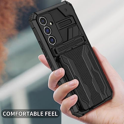 for Samsung Galaxy A54 Wallet Case with Card Holder, Black | Detachable Card Holder, Built-in Kickstand, with Screen Protectors, Military Grade, Full Body Shockproof - size: for Galaxy A12 - 6.4''