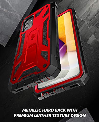 Poetic Spartan Case for Samsung Galaxy A72, Built-in Screen Protector Work with Fingerprint ID, Full Body Rugged Shockproof Protective Cover Case with Kickstand, Metallic Red - color: Metallic Red