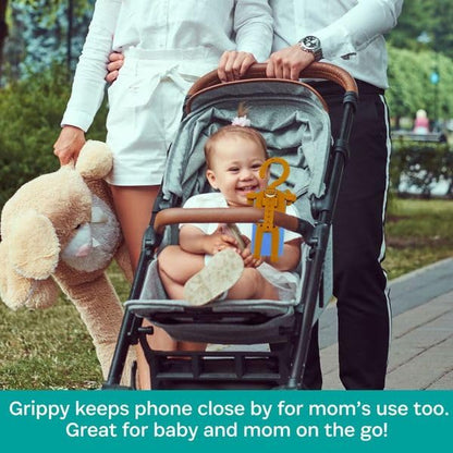Grippy Smartphone Phone Holder by Buggygear - The Perfect Mount for Your Cellphone - This Accessory Straps to Your Stroller, Grocery Cart - Strap it or Hang it from the Tail - Entertain Your Baby too