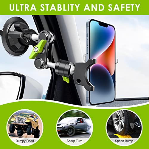Suction Cup Phone Mount 360 Rotating Universal Ball Head Arm for Car Dashboard Windshield Vehicle Sunroof (Black) - color: Black