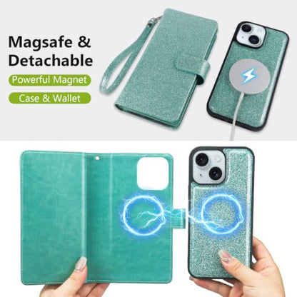 Varikke for iPhone 15 Plus Case Wallet Magnetic Detachable, Mint Green - color: (Compatible with MagSafe) Mint, size: iPhone 15 Plus 6.7"