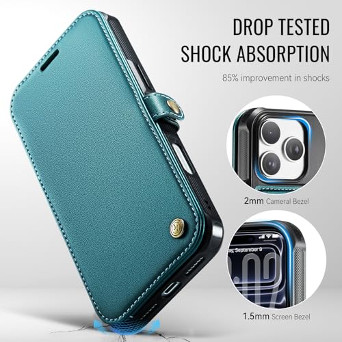 for iPhone 17 Pro Max Slim Case Wallet Wireless Charging Bluegreen - color: Blue Green, size: iPhone 17 Pro Max - 6.9"