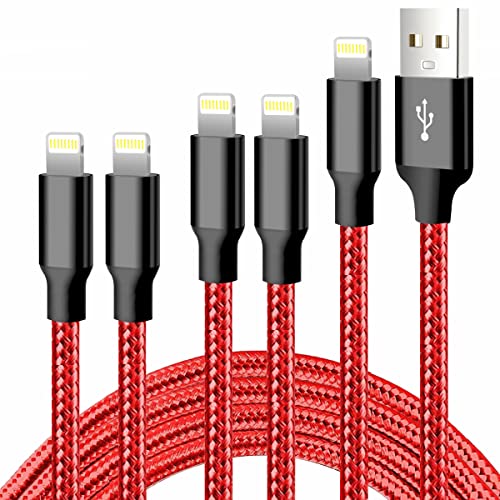 USB to Lightning Cable, 5 Pack iPhone Charger Fast Charging Cord (Red) - color: Red, style: USB-A to L