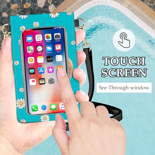 Small Crossbody Bags for Women Touchscreen Cell Phone Bag Cross Body Purses with adjustable Strap,Gifts For Teenage Girls - color: Cat & Daisies