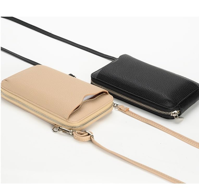 DOB SECHS Leather Passport Wallet Crossbody Phone Bag, RFID Blocking Passport Holder Credit Cards Case for Women - color: Black-41