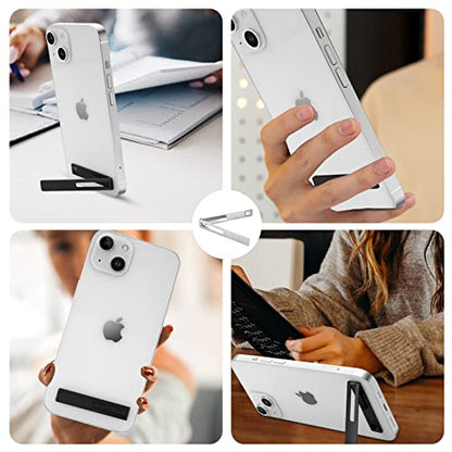 Mini Phone Kickstand, Folding Invisible Portable Metal Cell Phone Stand Holder for Desk, Compatible with iPhone, Samsung and All Cellphones, Black - color: Black