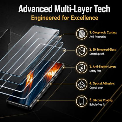 3 Pack Screen Protector for Samsung Galaxy S23 Ultra Tempered Glass, 9H Hardness HD Clear Anti Scratch Full Edge Coverage Fingerprint Unlock Compatible Ultra Thin Protective Shield Film Guard