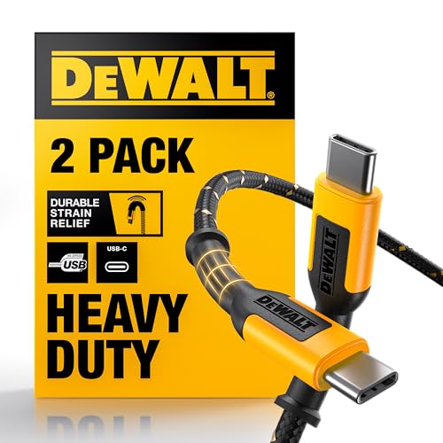 DEWALT Heavy Duty 2-Pack USB C Cable 60W, 6ft USB C to USBC Cables - size: 6FT