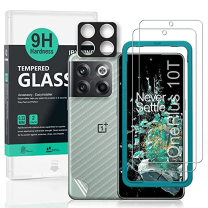Ibywind Screen Protector For OnePlus 10T 5G(6.7 Inches),with 2Pcs Tempered Glass,1Pc Camera Lens Protector,1Pc Backing Carbon Fiber Film[Fingerprint Reader,Easy to install] - size: OnePlus 10T 6.7 inch