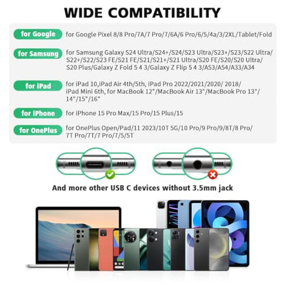 ASKUBSKU Wired Earbuds USB C for Samsung S26 S25 Ultra S24 S22 S23 Fe Green - color: Green